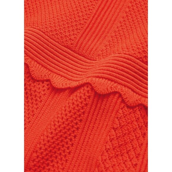 The Kooples Open Mesh Knit‎ Red Orange Maxi Dress Scalloped Keyhole Back S - Picture 11 of 14
